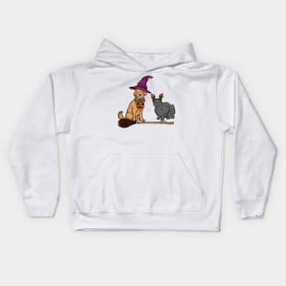 Halloween Dog & Cat Witch Animal Friends Kids Hoodie